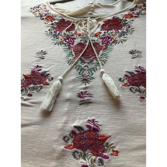 Entro Womens Sz Small Blouse Floral Embroidered Flowy Ruffle Sleeves Boho**Read* - Picture 6 of 10